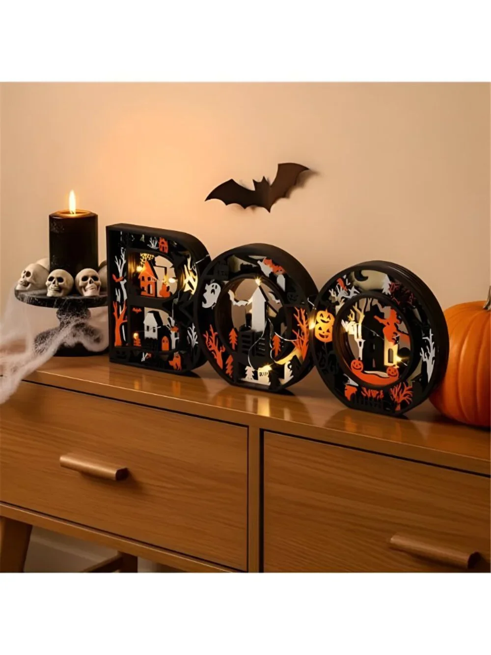 Halloween Decor Indoor Boo Sign Marquee Light up Letters Table Decor